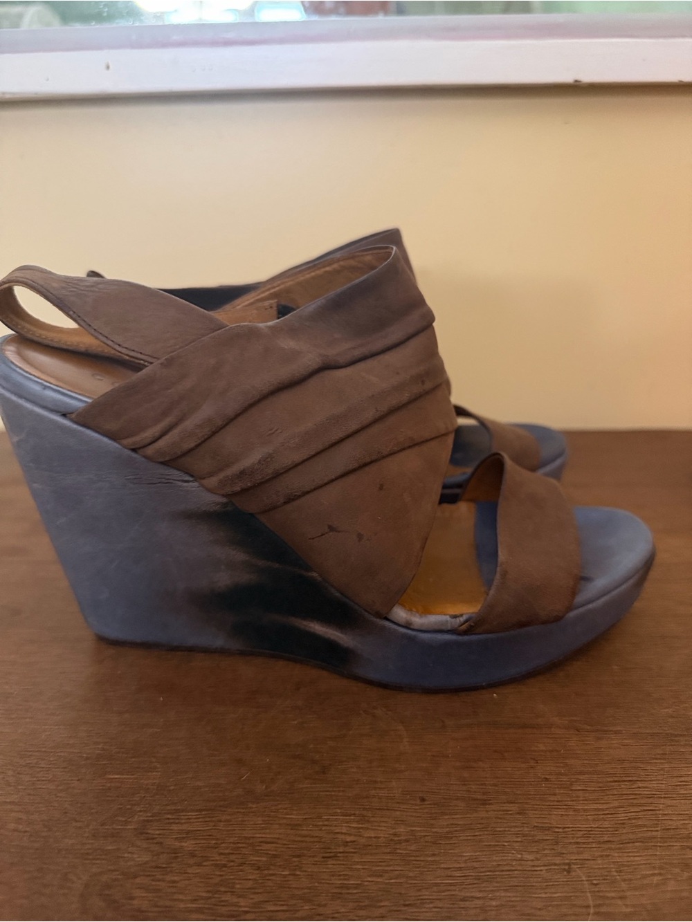Coclico Leather Slingback Sandals Open-Toe Wedge Size 39 1/2 (9M)